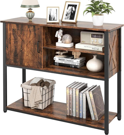 41" Entryway Tables with Storage Shelf, Narrow Console Tables with Storage, Behind Couch Table, Sofa Entryway Tables for Hallway, Living Room, Foyer, Kitchen, Rustic Brown